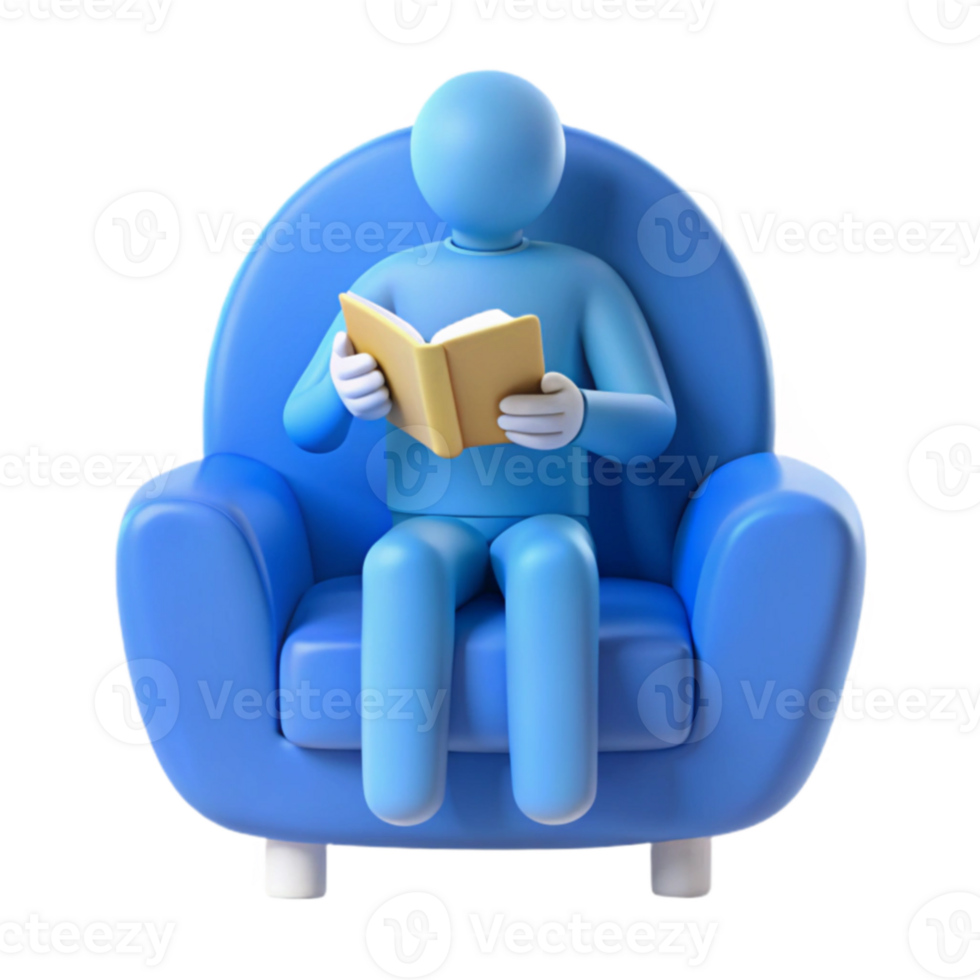 Relaxing and Enjoying a Good Book in a Comfortable Chair png