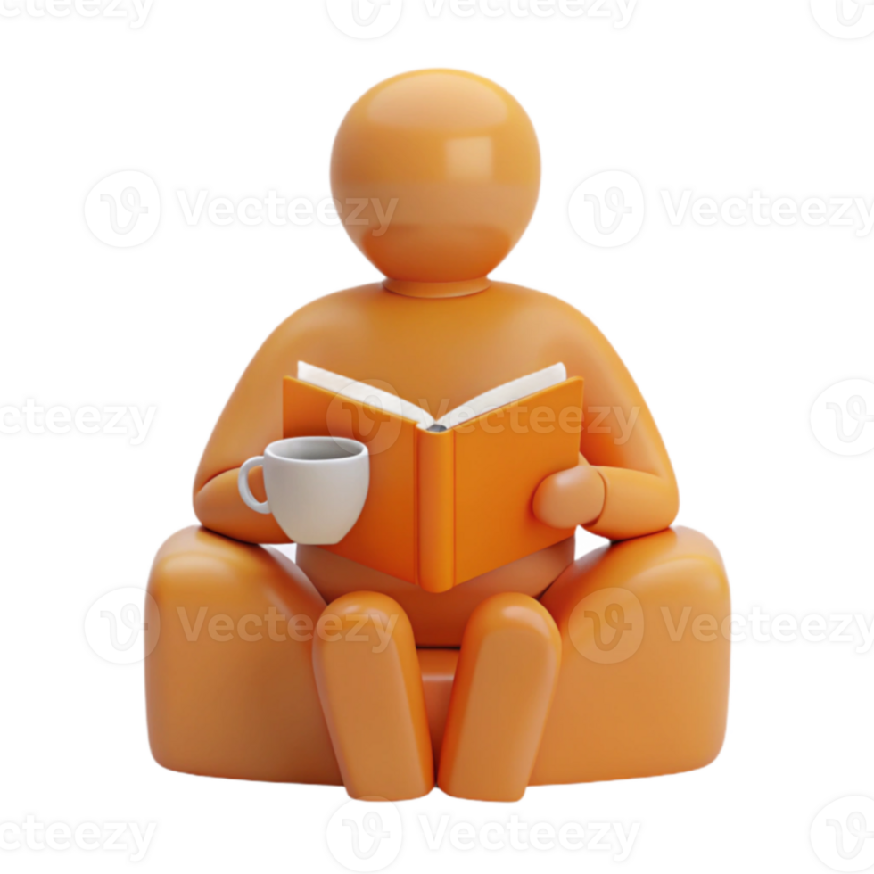 Relaxing with a Book and a Cup of Coffee png