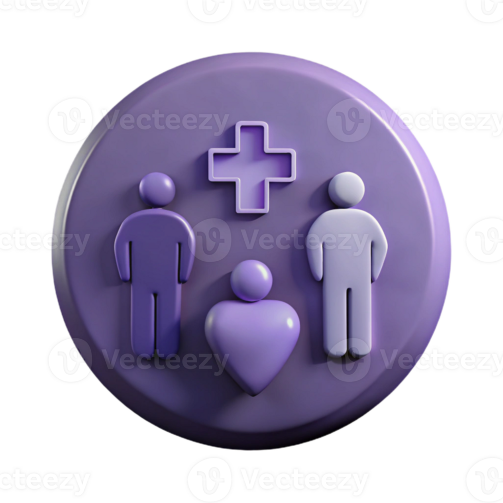 3D Render of Healthcare Symbol with People and Heart png
