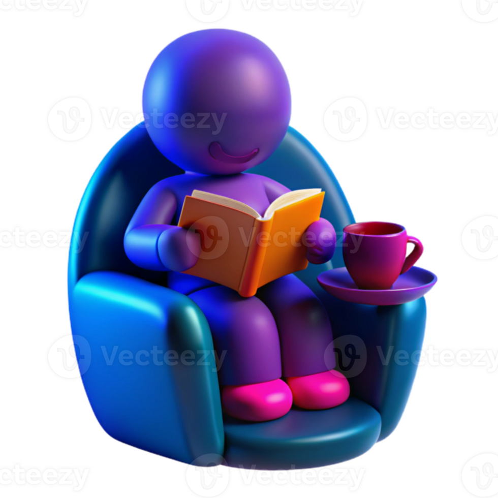 Relaxing with a Book and a Cup of Tea png