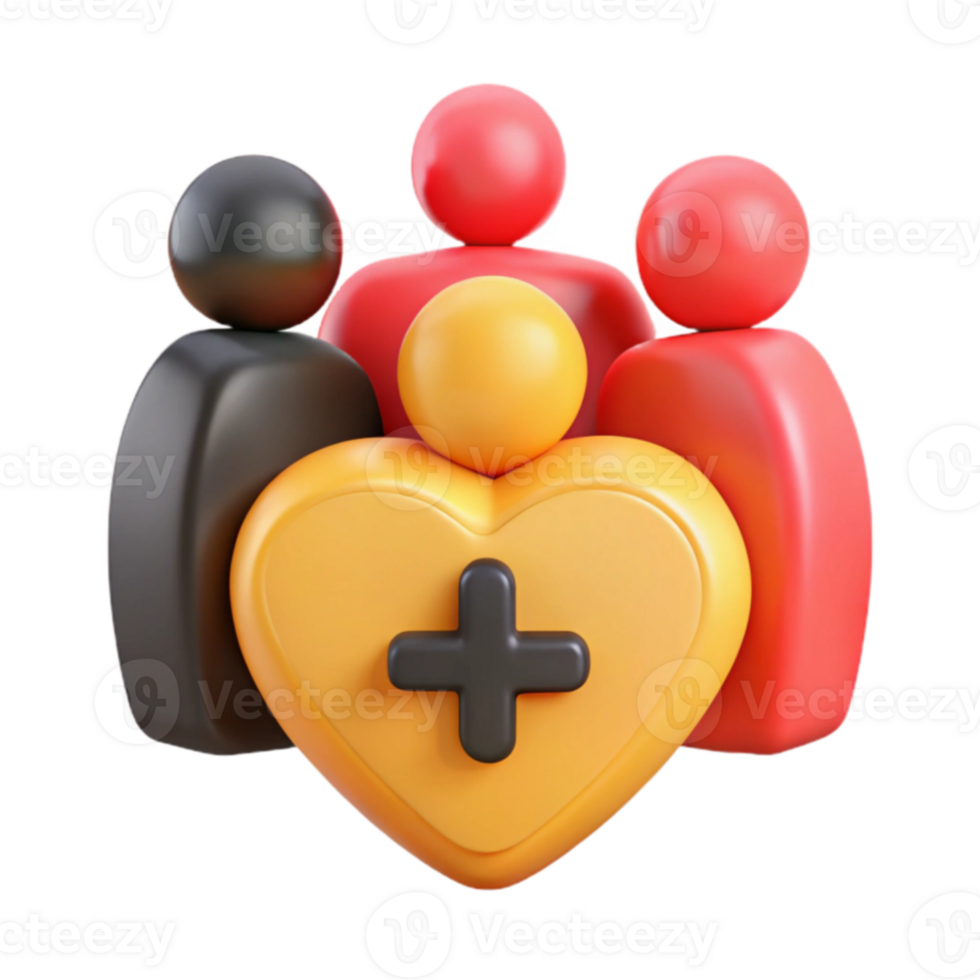 Group of People with Heart and Plus Sign png