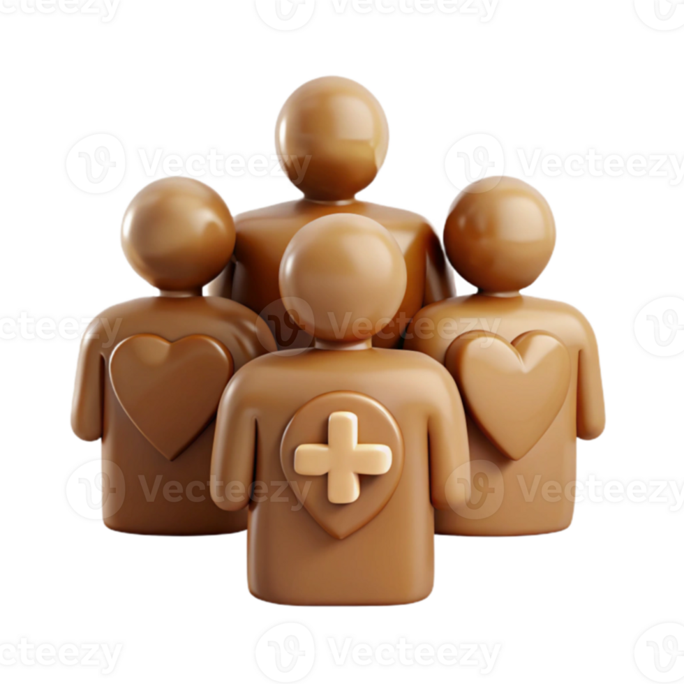 Group of People with Hearts and a Cross Symbol png