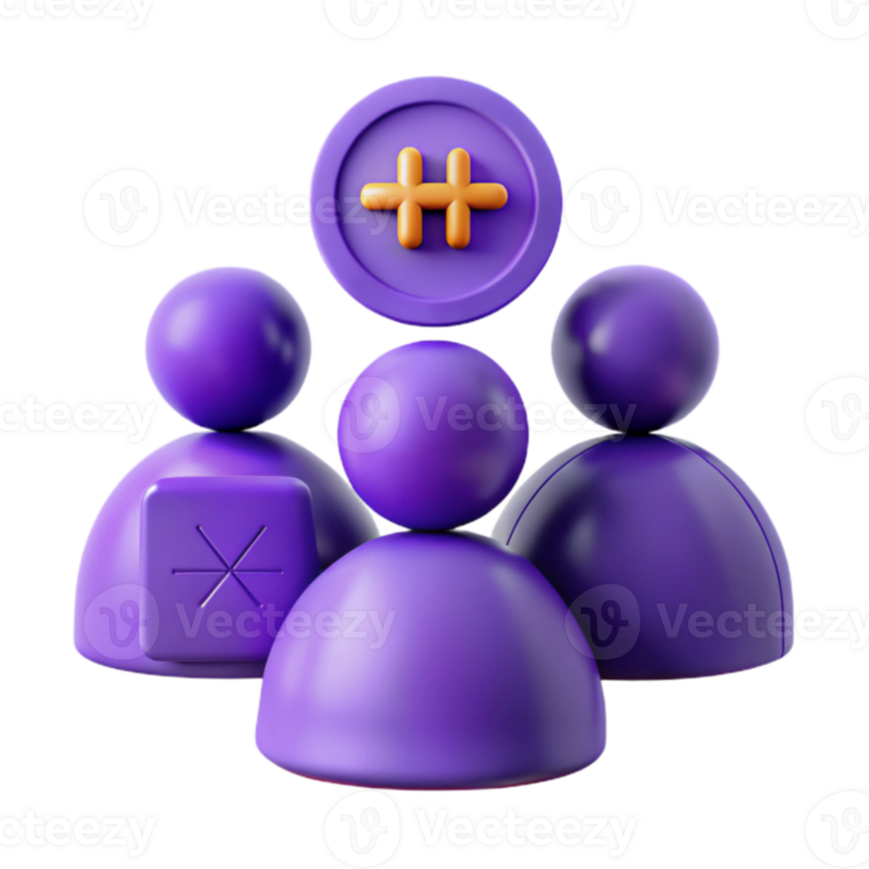 Group of People with Hashtag Symbol png