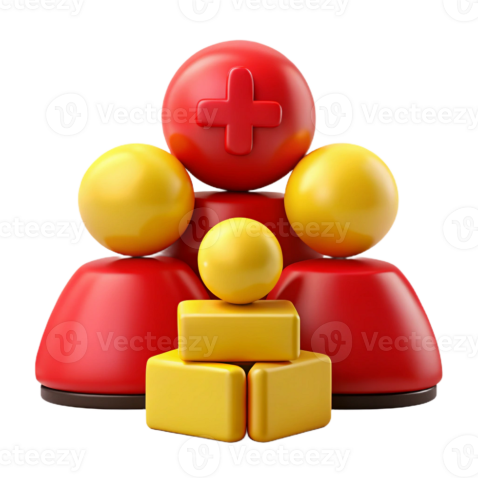 3D Rendering of a Group of People with a Plus Sign on Top png