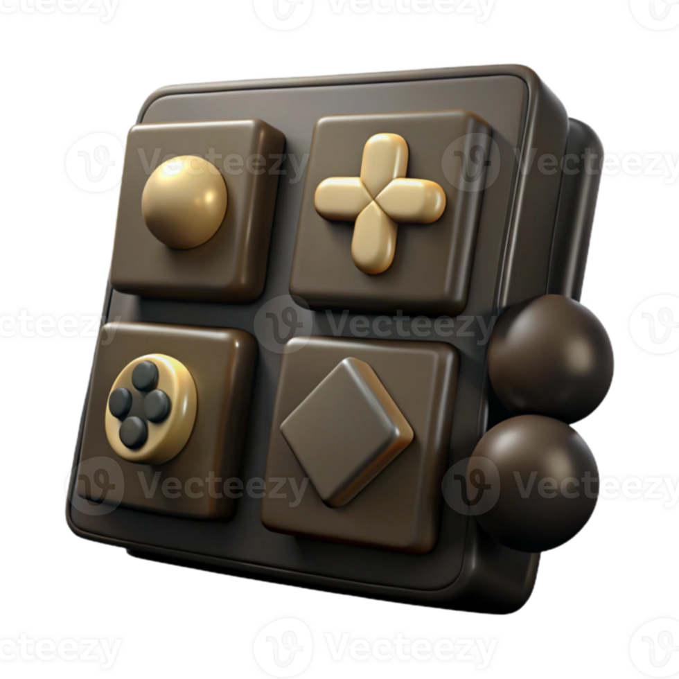 3D Render of Chocolate Buttons with Geometric Shapes png