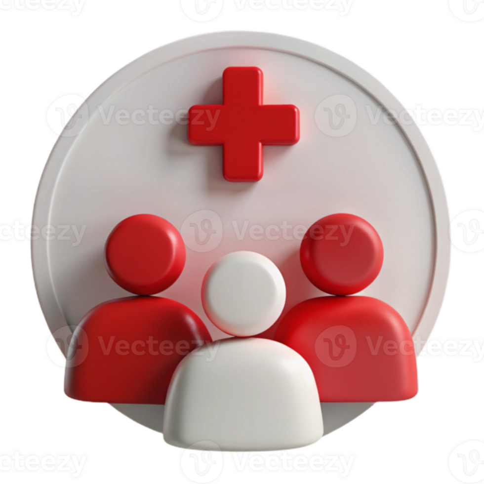 Group Health Insurance Coverage with a Red Cross Icon png