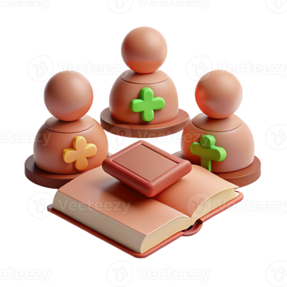 Collaborative Learning 3D Illustration of Users Sharing Knowledge Through a Book png
