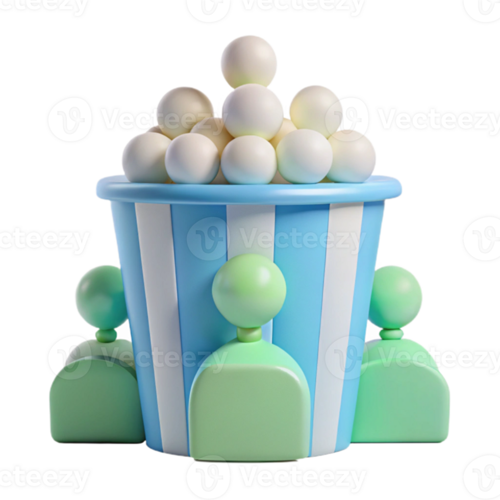 Popcorn Bucket with 3D People png
