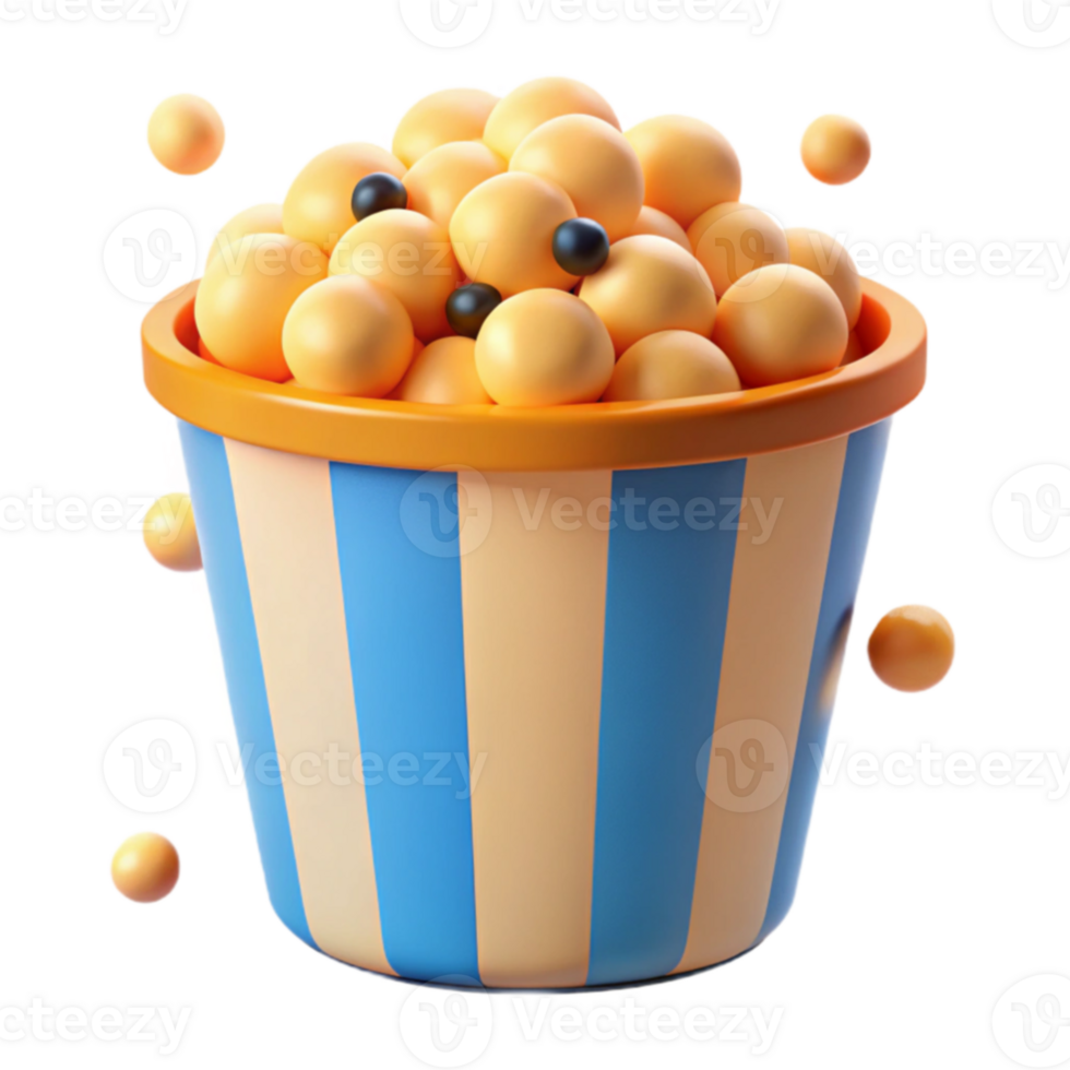 3D Rendered Cartoon Popcorn Bucket png