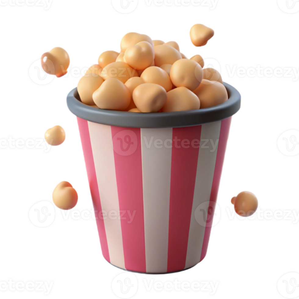 Popcorn in a Striped Bucket png