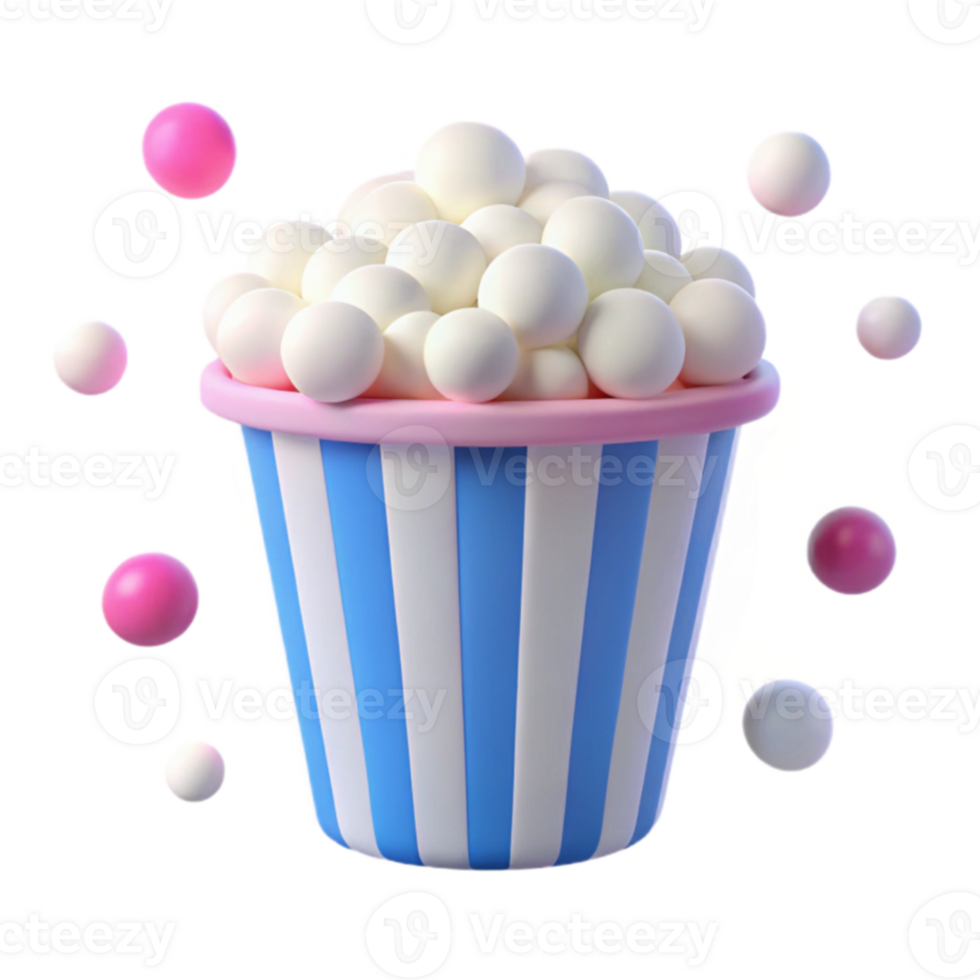 Popcorn Bucket with Pink and White Balls png