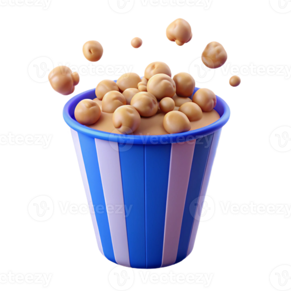 Popcorn Bucket with Flying Kernels png