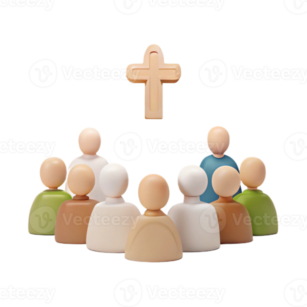 Group of People Looking Up at a Cross png