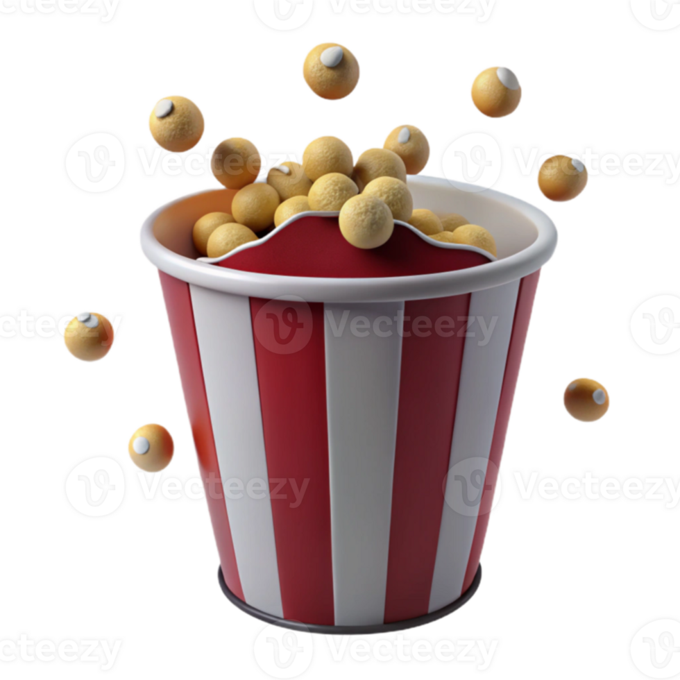 Popcorn Bucket with Flying Kernels png