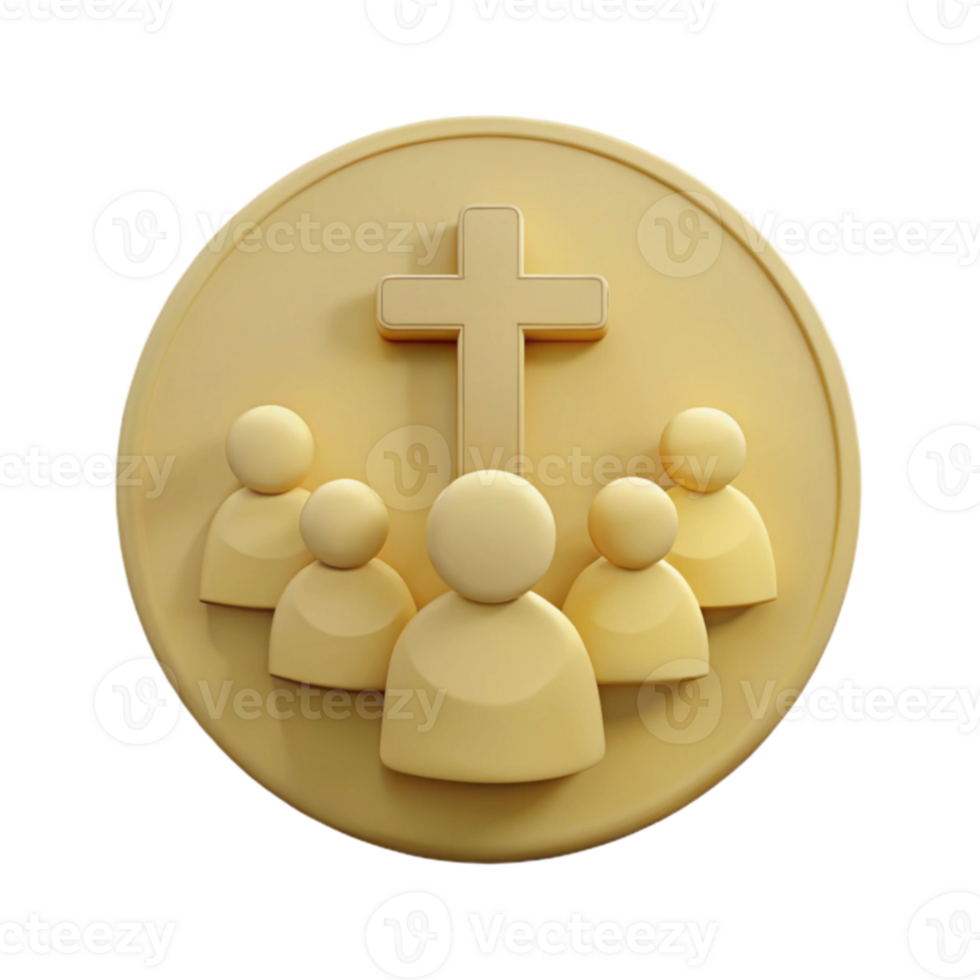 3D Icon of People Gathering Around a Cross png