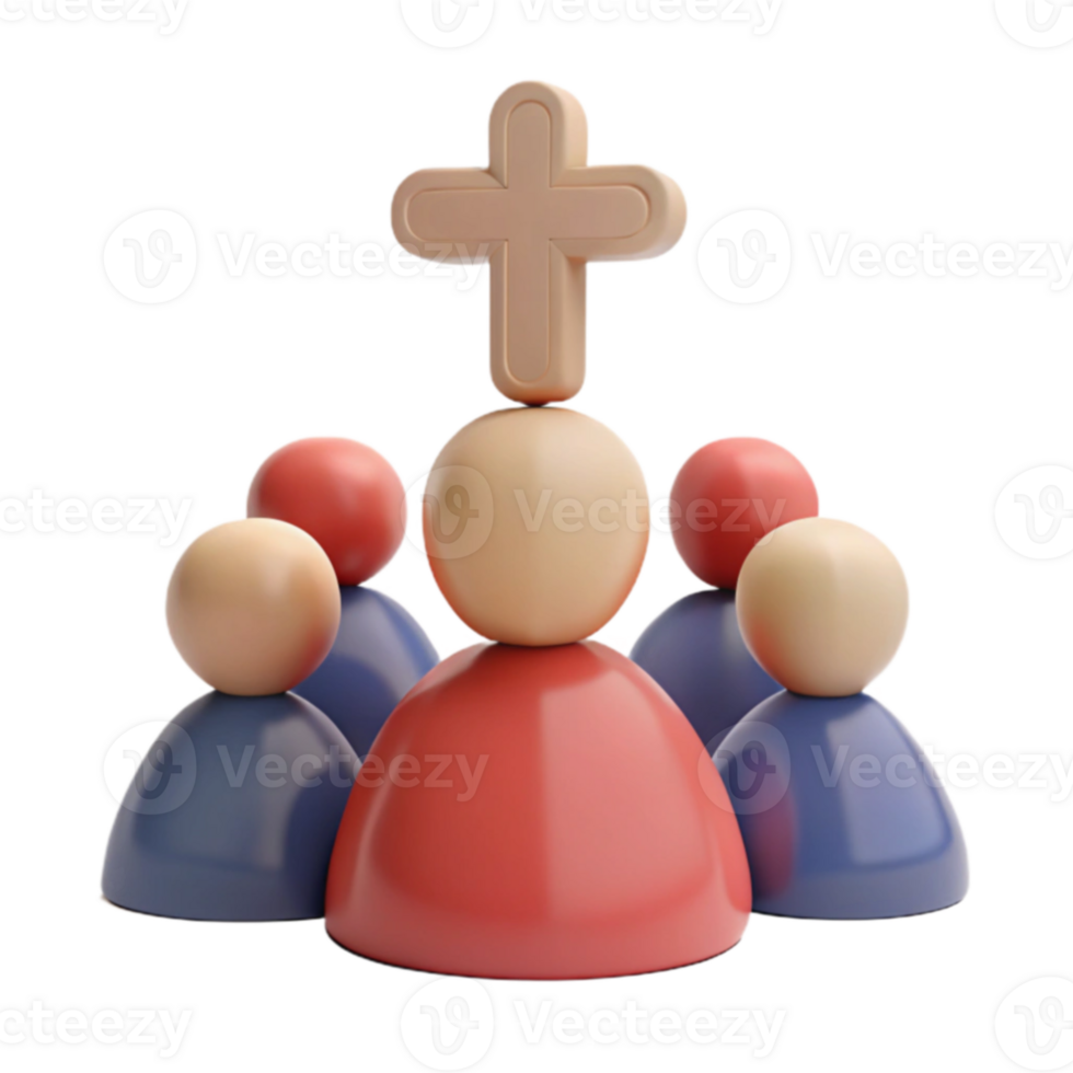 Group of People with a Cross Symbol Above Them png