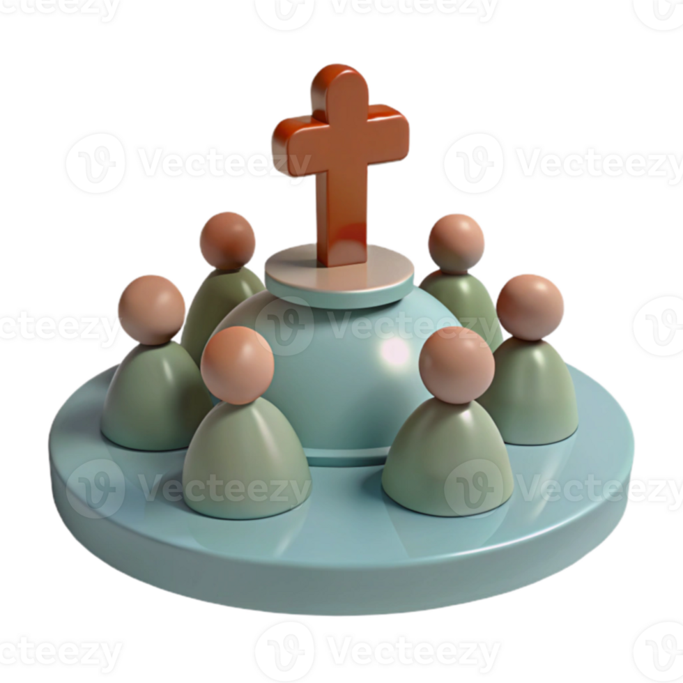 Cross Symbol and Group of People Around It png