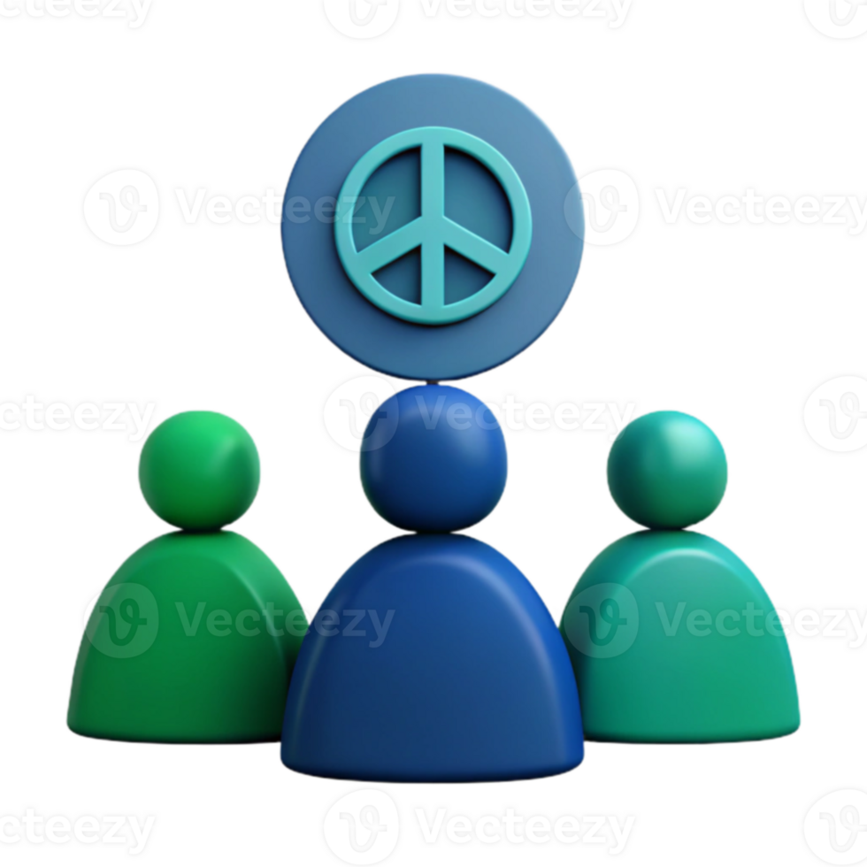 Peace Symbol Above Three People Representing Harmony and Unity png