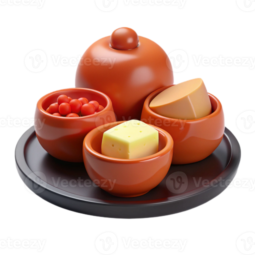 Clay Serving Tray with Cheeses and Red Berries png
