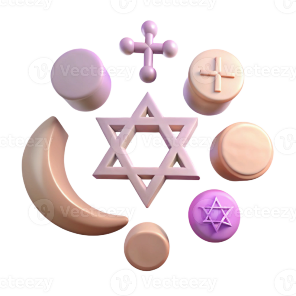 3D Rendered Symbols of Religious Faith png