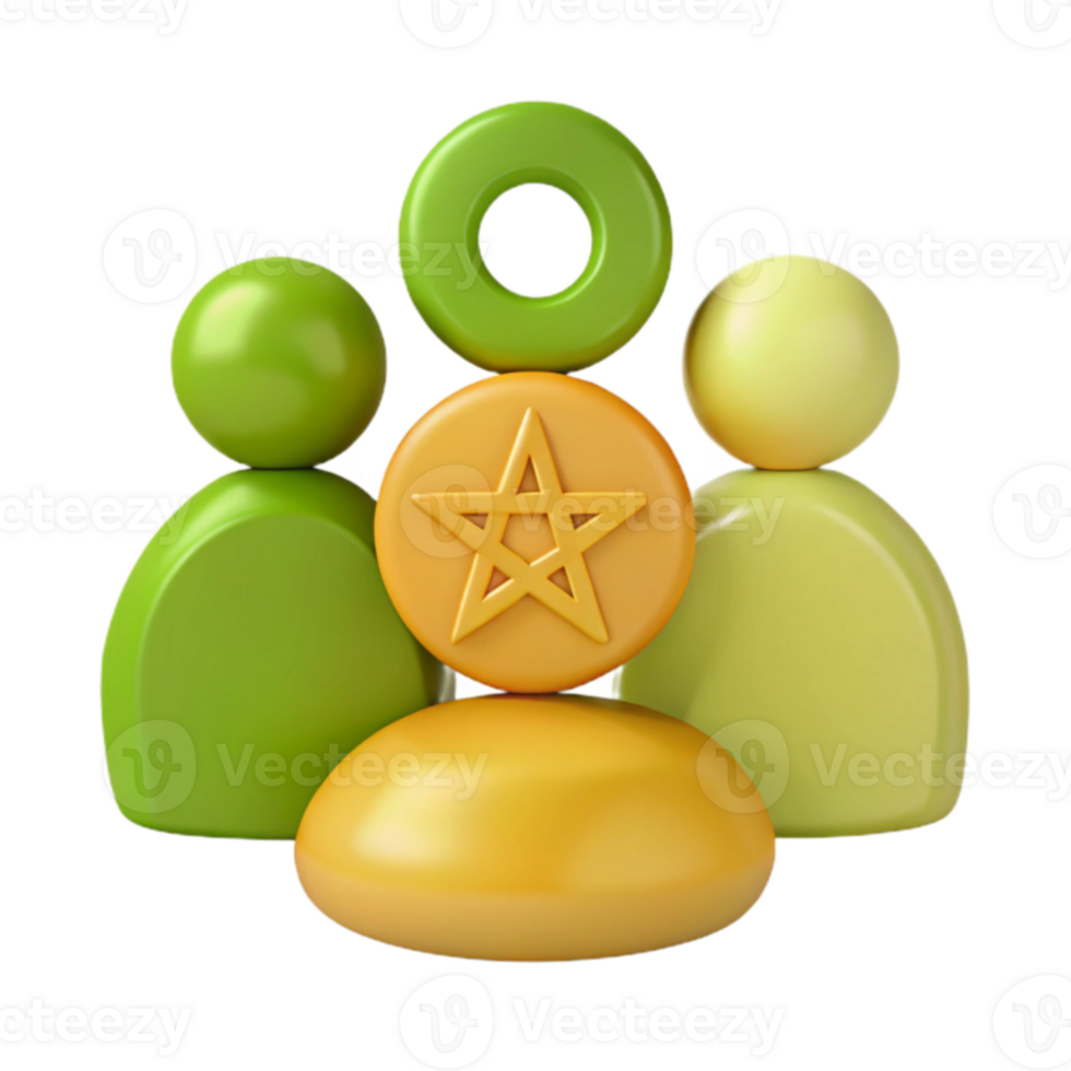 3D Illustration of a Group of People with a Star on Top png