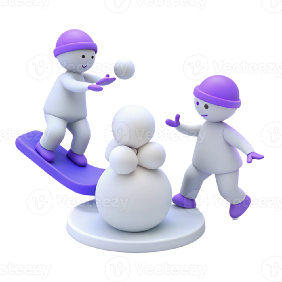 Snowman Fun Winter Activities with Friends png