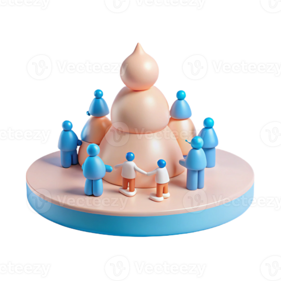 3D Render of People Surrounding a Dome Structure png
