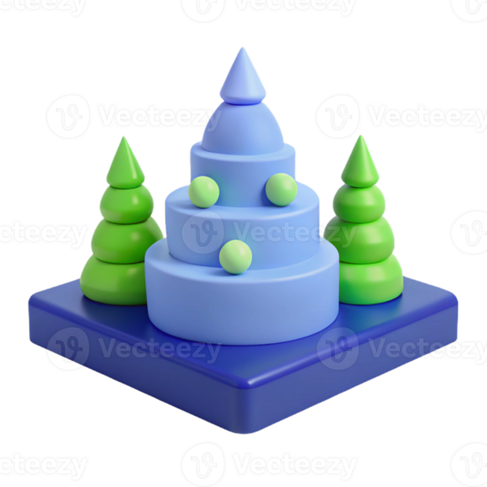 Abstract 3D Objects Form a Whimsical and Colorful Scene with Minimalist Design Elements. png