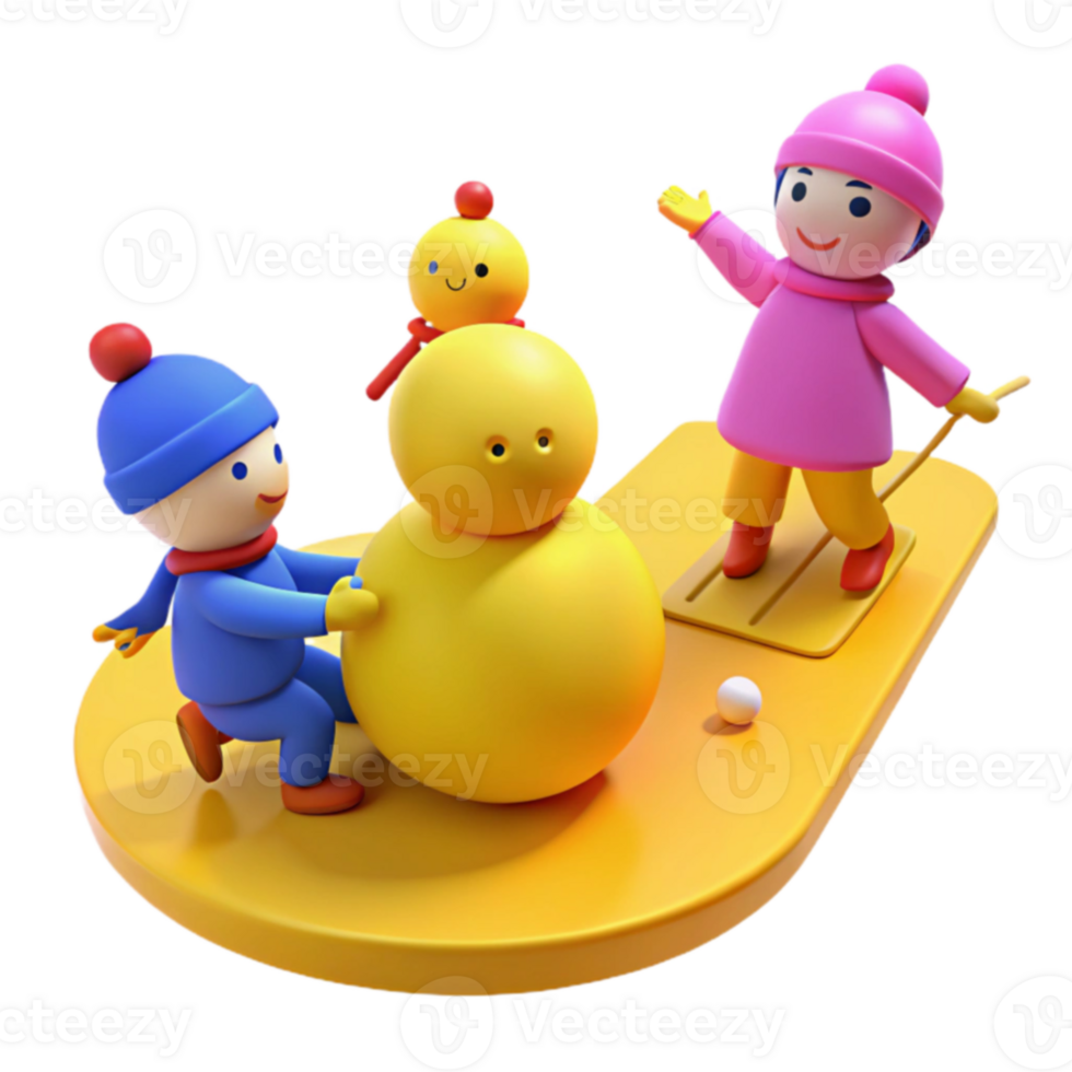 Winter Fun with Snowman and Friends png