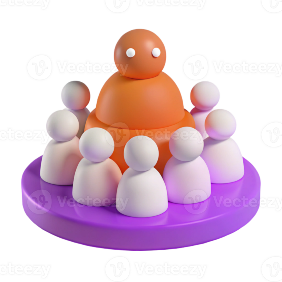 3D Illustration of a Leader Guiding a Team png