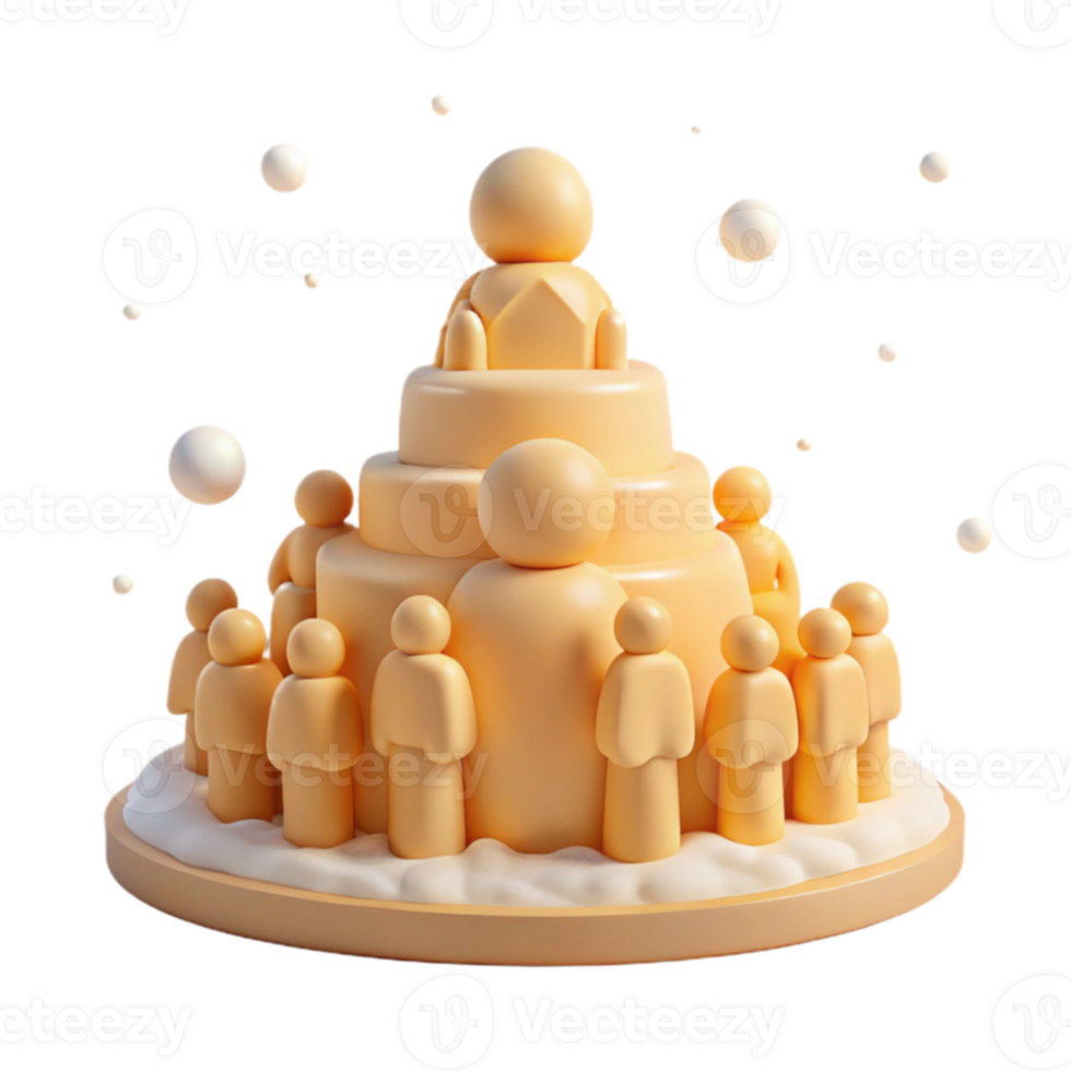 Hierarchy and Teamwork A 3D Rendering of a Pyramid-Shaped Structure with People png