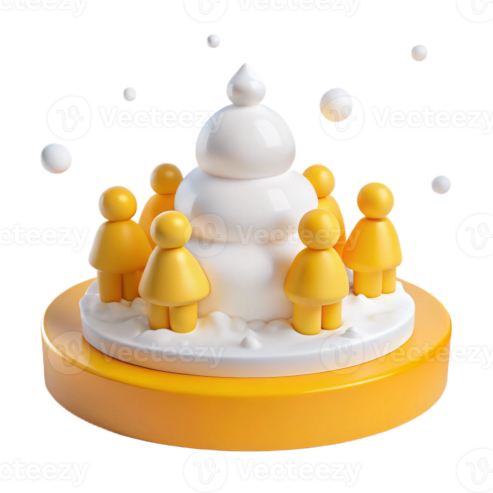 Group of People Standing Around a White Structure with White Spheres png