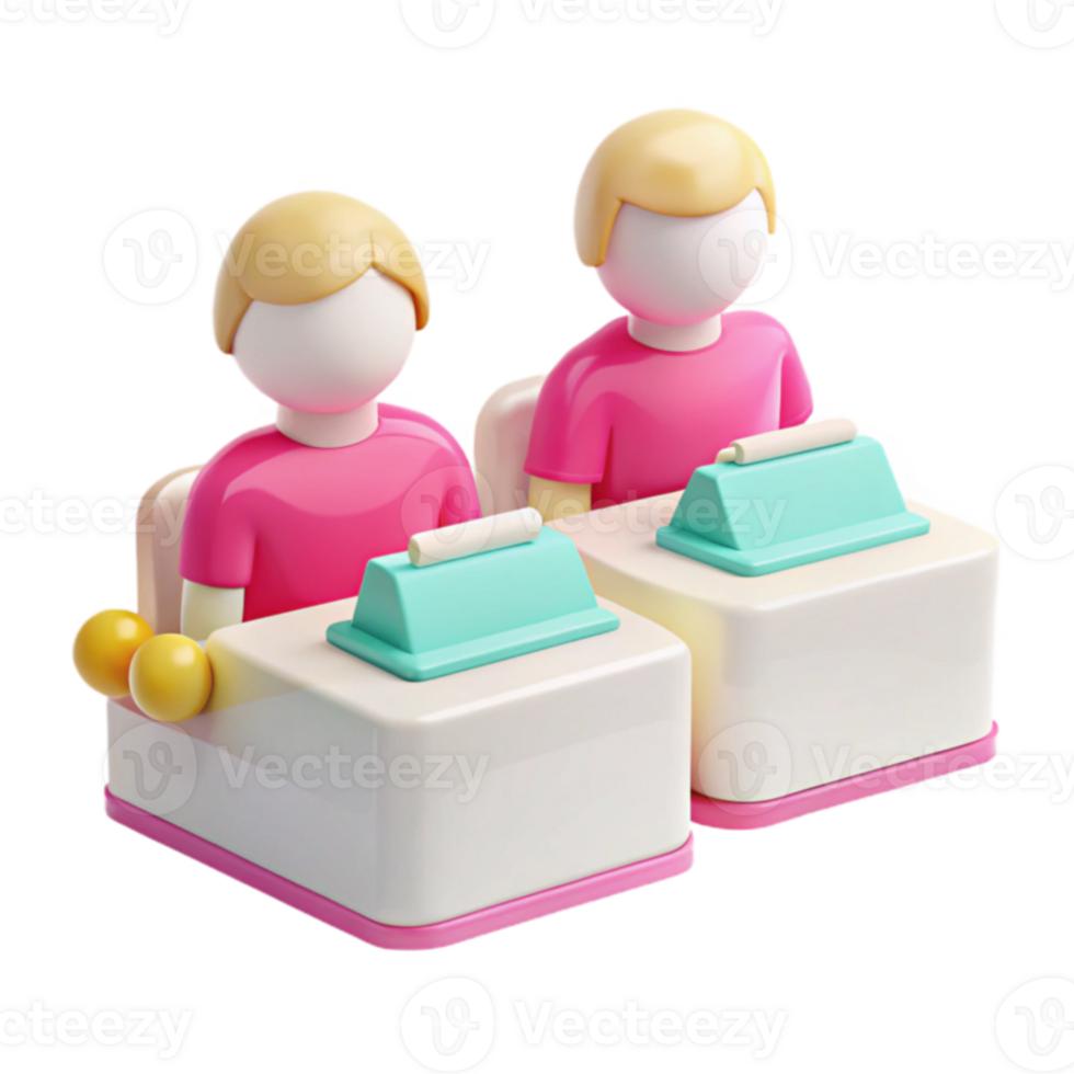 Two Cartoon Characters Working at Desks png
