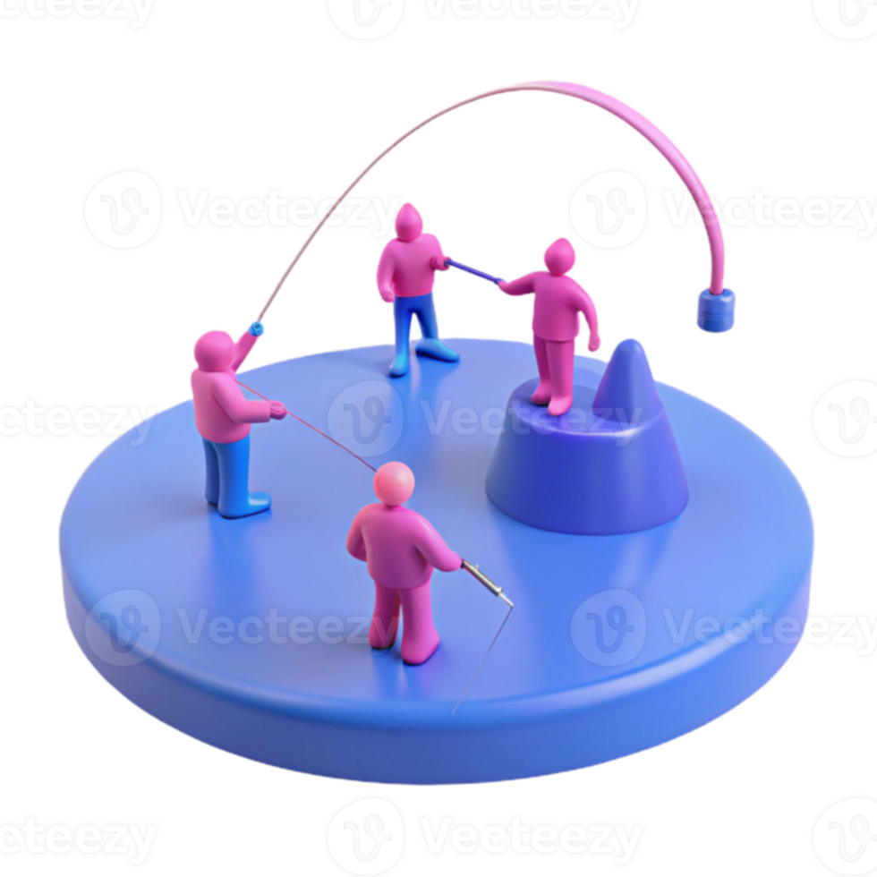 3D Render of People Playing with Strings in a Circular Arena png