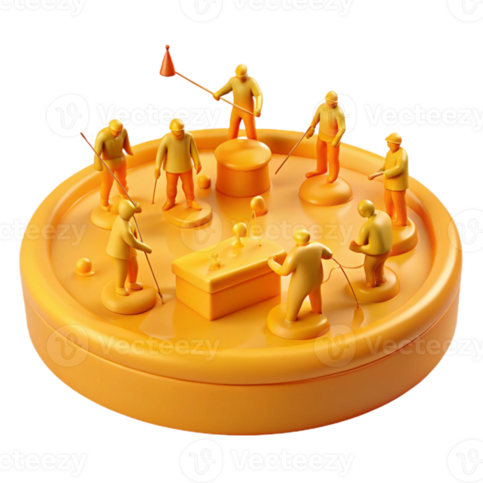 Collaborative Teamwork A 3D Render of Miniature Figures Working Together png