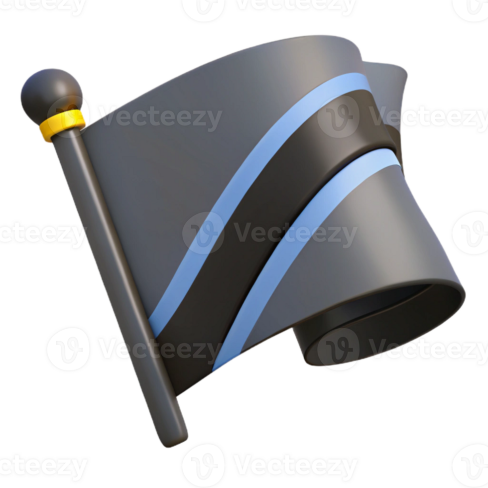 Black Flag with Blue Stripes Waving in the Wind png