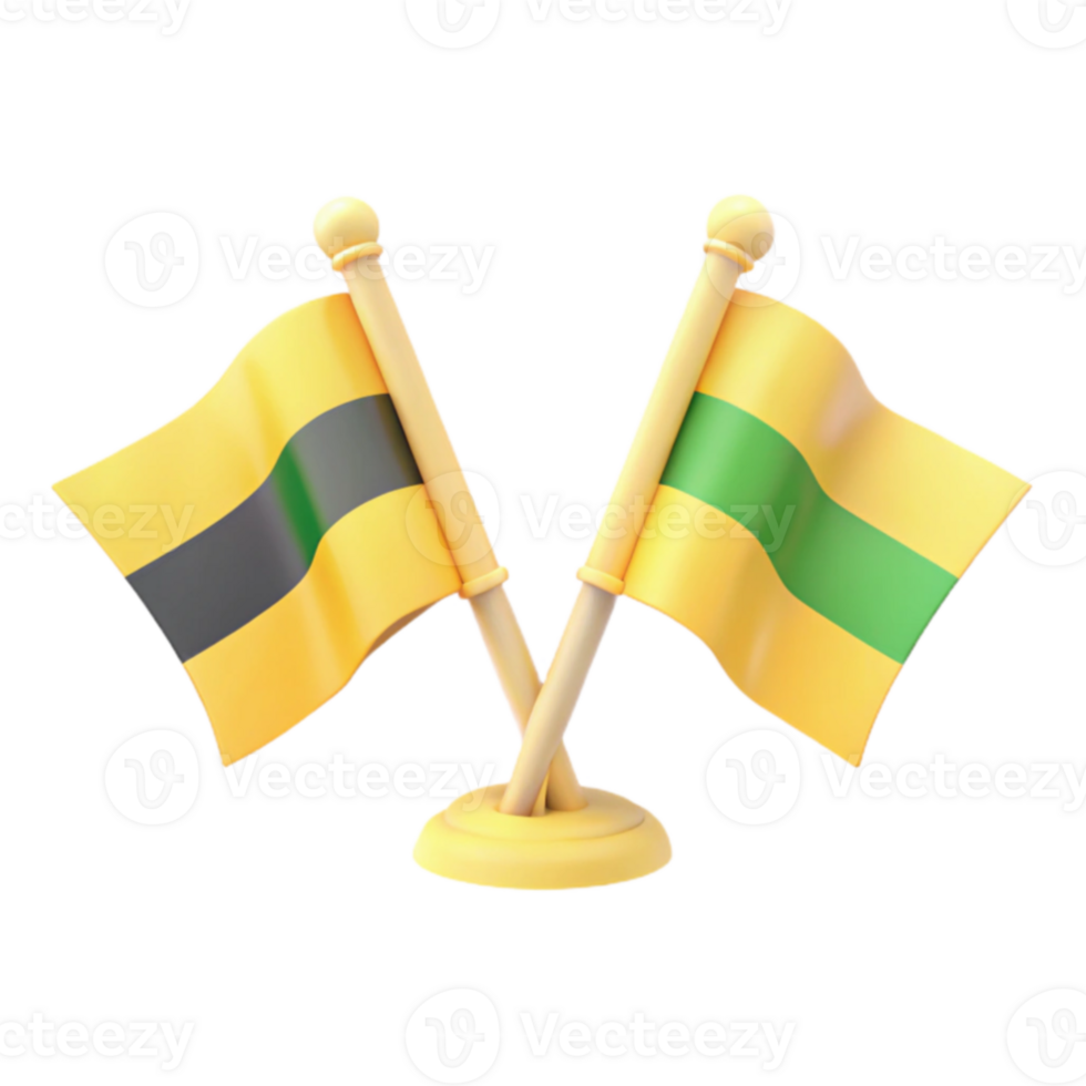 Two Crossed Flags with Green and Black Stripes png