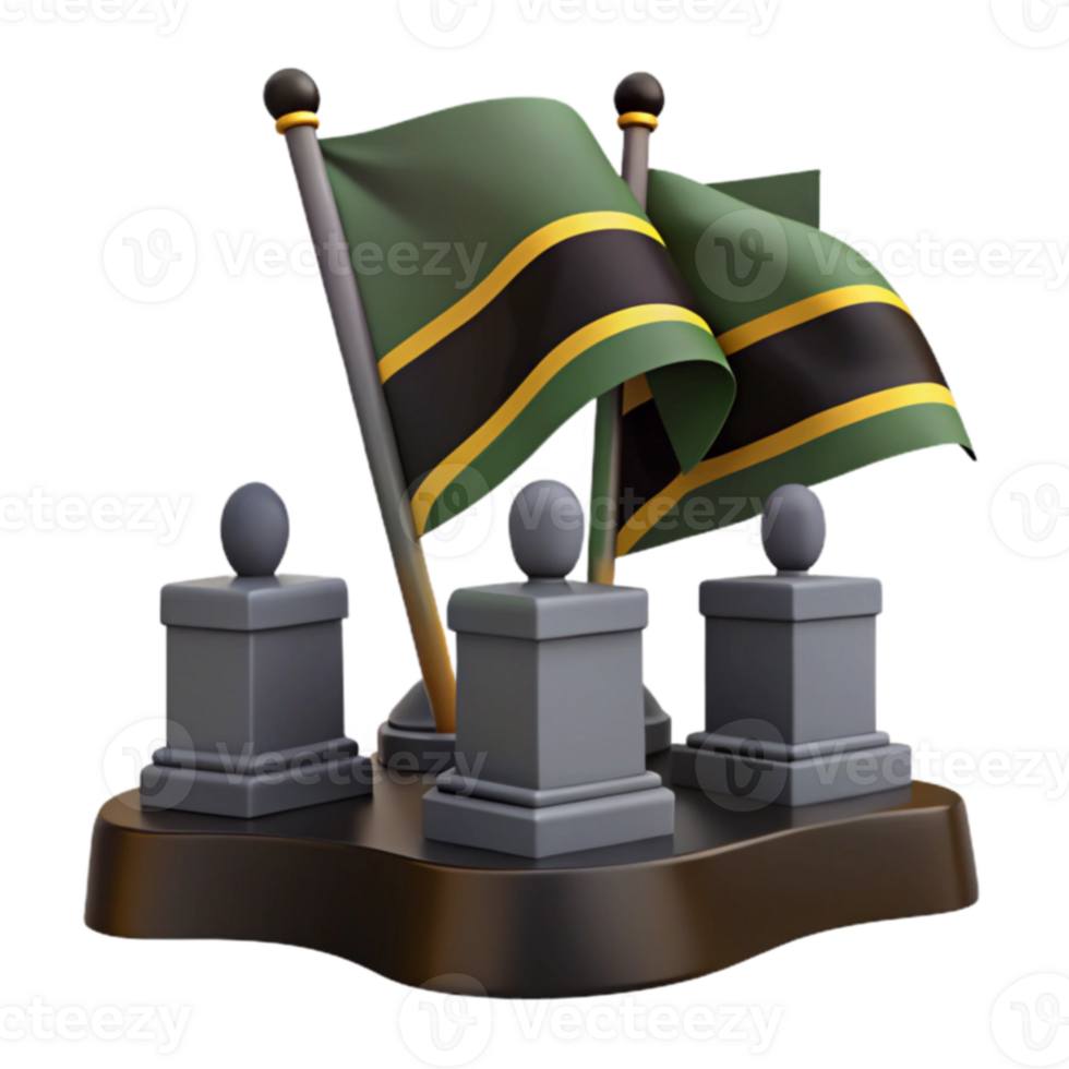 3D Render of Flags on a Stand png