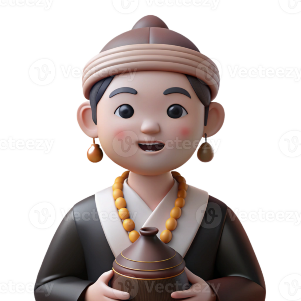 3D Character Holding a Pot png