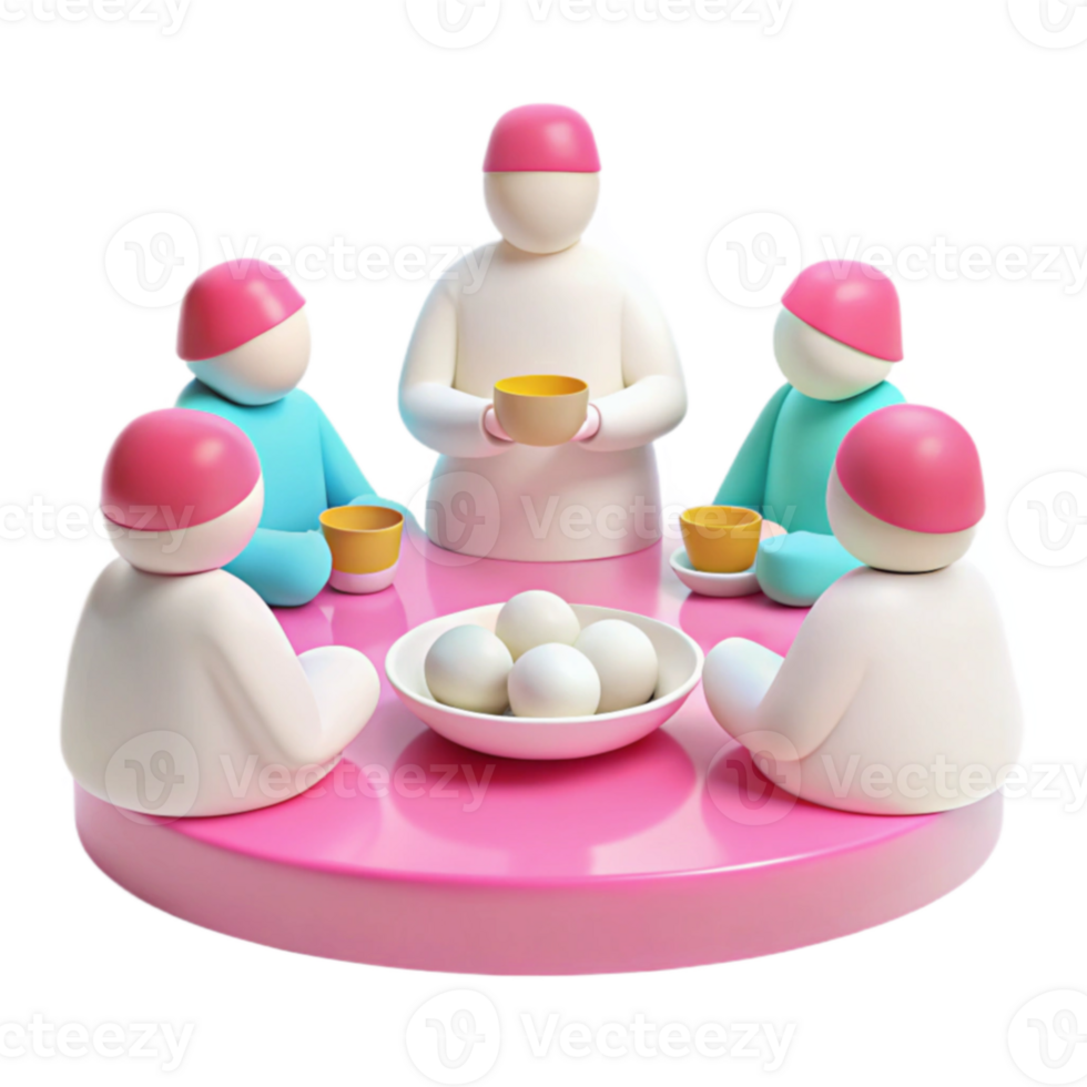 Gathering Around a Table with Glutinous Rice Balls png