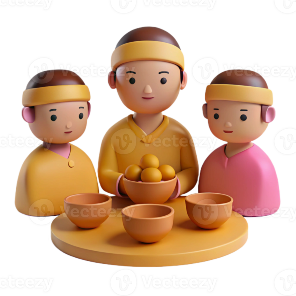 Three Cartoon Characters Sharing a Meal png