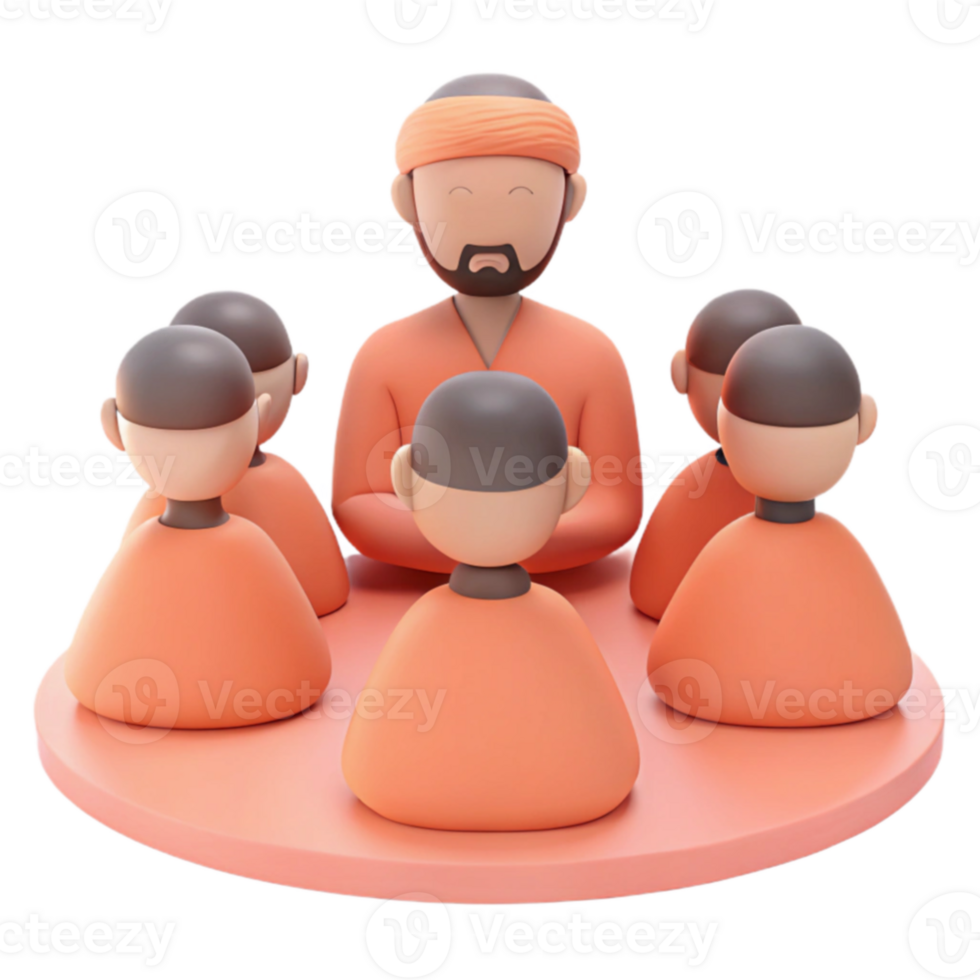 3D Illustration of a Group of People Sitting in a Circle png