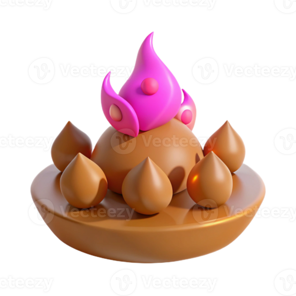 3D Flame on a Base png