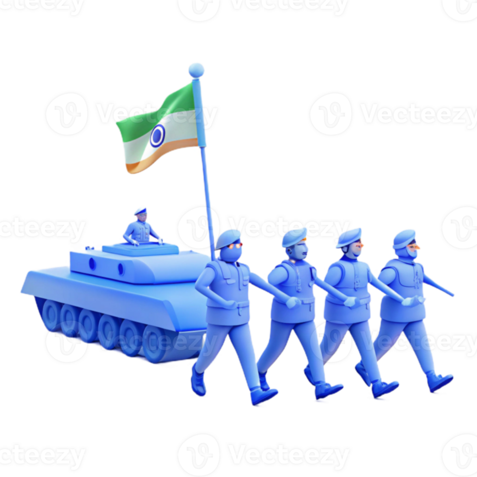 Soldiers Marching with Tank Flag png