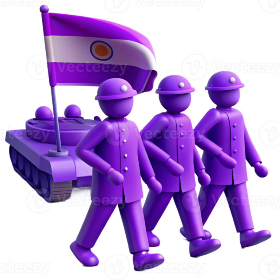 Purple Soldiers Marching with Tank png