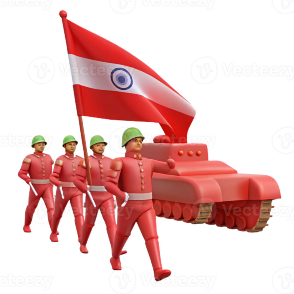 Red Soldiers Marching with Tank png