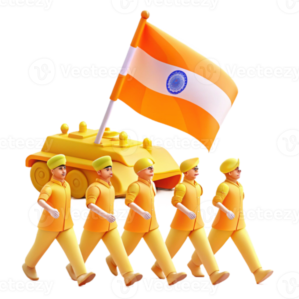 Soldiers Marching with Flag and Tank png