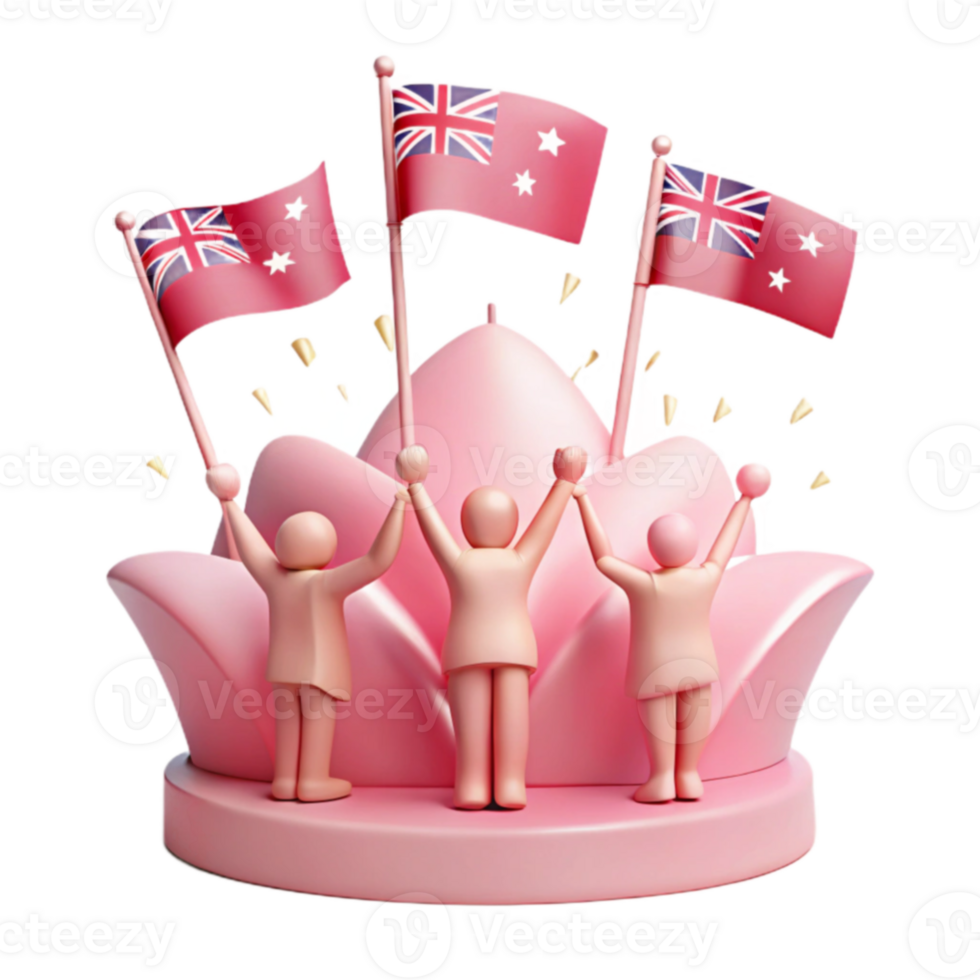 Three Figures Raising Flags png