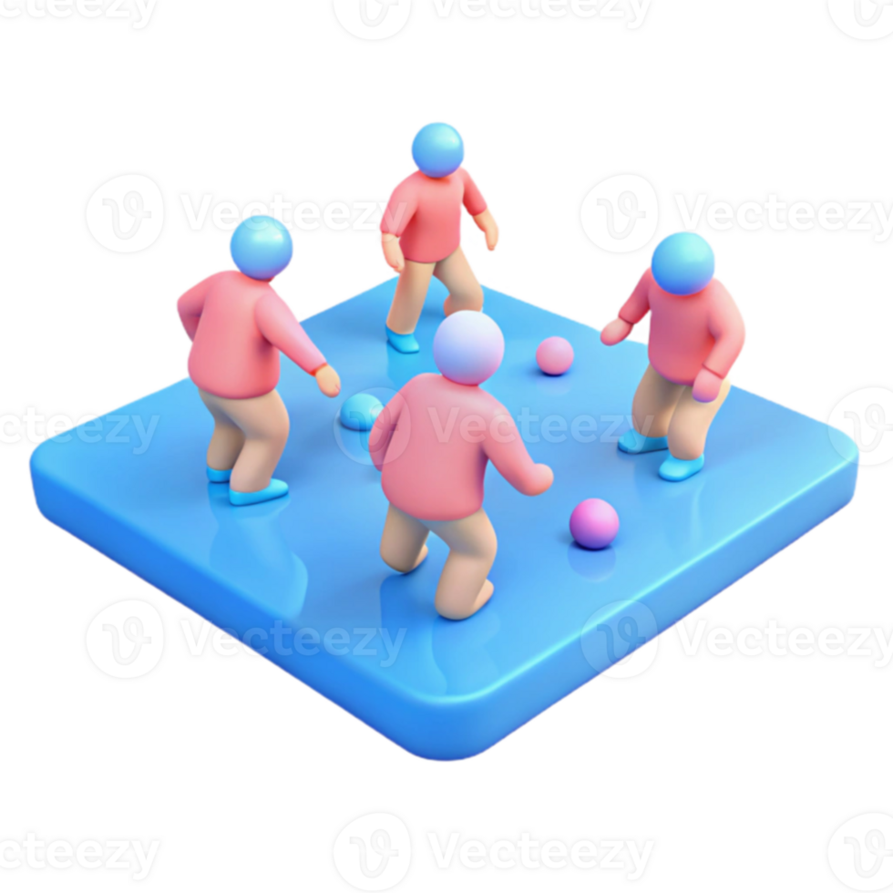 3D Render of Playful Characters png