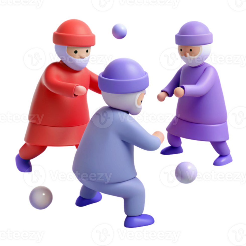 3D Characters Playing Catch png